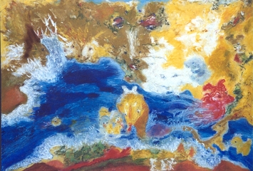 Wasserschlange, Pastell auf Papier